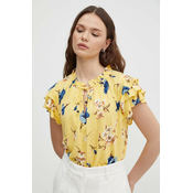 Lanena bluza Lauren Ralph Lauren boja: žuta, s uzorkom, 200936540