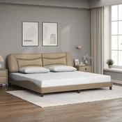 vidaXL vidaXL Posteljni okvir z vzglavjem kapučino 200x200 cm umetno usnje, (21081697)