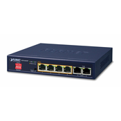 PLANET GSD-604HP mrežni prekidac Neupravljano Gigabit Ethernet (10/100/1000) Podrška za napajanje putem Etherneta (PoE) Plavo