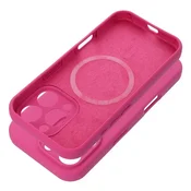 OEM Silikonski etui za iPhone 15 PRO, debeline 2 mm, združljiv z MagSafe, roza