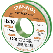 Stannol Stannol HS10 2510 spajkalna žica\, neosvinčena tuljava Sn95\,5Ag3\,8Cu0\,7 ROM1 100 g 0.5 mm, (20428522)