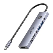 Unitek Unitek USB-C 7-v-1 PD 100W HDMI 2.0 hub z gumbom za vklop/izklop