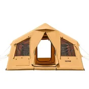 VEVOR Napihljiv kamp šotor 4.8x3.6x2.2 m rumene barve