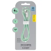 BLAVEC Pleteni kabel Candy USB-C na Lightning PD 20W 2.4A 2 metra Apple CarPlay CCA-CL24GN20 zelen