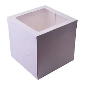Škatla za torto 30x30x15cm VISOKA bela z oknom