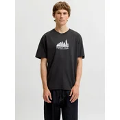 JACK & JONES Majica JORNORREBRO SKYLINE črna / bela