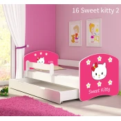 Dječji krevet ACMA s motivom, bočna bijela + ladica 180x80 cm 16-sweet-kitty-2