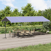 vidaXL Prostostoječa tenda modra in bela 600x300 cm krem blago jeklo