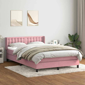 vidaXL vidaXL Box spring postelja z vzmetnico roza 140x220 cm žamet, (22011005)