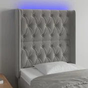 Vidaxl vidaXL Vzglavje z LED svetlo sivo 83x16x118/128 cm žametno