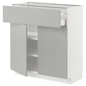 METOD / MAXIMERA Podni element s fiokom/2 vrata, bela/Havstorp svetlosiva, 80x37 cm