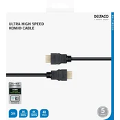 DELTACO Kabel Ultra High Speed HDMI ARC, QMS, 8K u 60Hz, 4K UHD u 120Hz, 3m, crni
