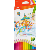 Olovke u boji Deli Colorun - EC128-12, 12 boja, fluorescentne