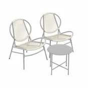 Songmics Set balkonskega pohištva 3-delni miza 50x45 cm stoli 68x74x78 cm siva