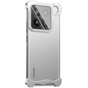 Minimalističen ovitek Naked Metal z alu zaščito robov in steklom za zadnje kamere za Xiaomi 14 - titanium silver
