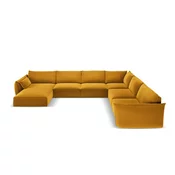 Senf žuta baršunasti kutna garnitura (s desnim kutom/u obliku slova U) Vanda – Mazzini Sofas