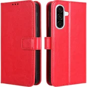 GS Ovitek za Samsung Galaxy A36 5G, denarnica Crazy Horse, rdeča