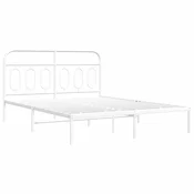 Vidaxl Kovinski posteljni okvir z vzglavjem bel 150x200 cm