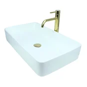 shumee GTM Design Aufsatzwaschbecken 61 cm - Glanz Modern Waschbecken ohne Hahnloch - Elegant Aufsatzwaschbecken Rechteckiges für Badezimmer und Gäste WC - nur Bad Waschbecken