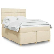 vidaXL vidaXL Box spring postelja z vzmetnico krem 140x190 cm blago, (21304659)