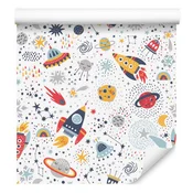 Fototapeta z vesoljskimi ladjami in planeti za dnevno sobo in spalnico 50x1000 cm