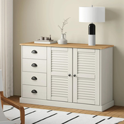 Vidaxl Komoda s predali VIGO 113x40x75 cm bela trdna borovina