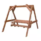 Drewmax Vrtna lesena gugalnica MO162 iz tikovine, 3-sedežna, 220x230x210 cm