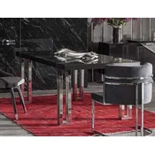 Casa Padrino luxury dining table black/silver 220 x 100 x H. 77 cm - Rectangular kitchen table with solid wood top and metal legs - Dining room furniture - Luxury furniture