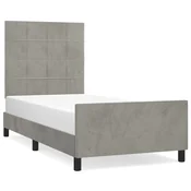 Vidaxl Posteljni okvir brez vzmetnice svetlo siv 100x200 cm žamet