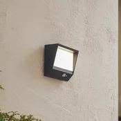 Lucande LED solarna stenska svetilka Dava, višina 14 cm, aluminij, senzor - Sodobni - črna, bela