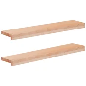 vidaXL Okenske police 2 kos Naravna 70 x 15 x 2 cm Trda bukovina