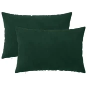 Vidaxl Prevleka za blazino 2 kos HEERLEN Temno zelena 50 x 80 cm Žamet