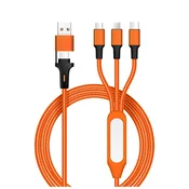 INF 5-v-1 pleten polnilni kabel z nočno lučko: USB/OTG/Type-C/iOS/Android Orange, (5000277085)