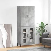 Vidaxl Visoka komoda betonsko siva 69,5x34x180 cm inženirski les