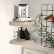 Plutajuce kutne police 2 kom boja hrasta 25 x 25 x 3,8 cm MDF