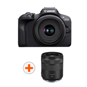 Fotoaparat Canon - EOS R100, RF-S 18-45mm, f/4.5-6.3 IS STM, Black + Objektiv Canon - RF 85mm f/2 Macro IS STM