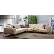 Casa Padrino luxury corner sofa cream/brown/gold 290 x 290 x H. 85 cm - Living room sofa with sleeping function - Living room furniture - Luxury furniture - Luxury furnishings