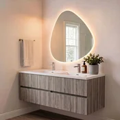 Skye Decor Set kupatilskog ormarica sa umivaonikom i ogledalom, 2 dela, Bež