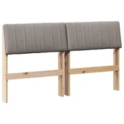 Vidaxl Tapecirano vzglavje Taupe 140 cm Masivno borovo les