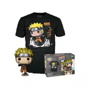 Set Bobble Figure Anime - Naruto Shippuden POP! & Tee - Naruto Running (Metallic) - XL