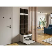 Set za hodnik Trenton 131 207x65x34cm, Smeda, Bijela, Tkanina, Laminirani iveral, Zidni, Podni
