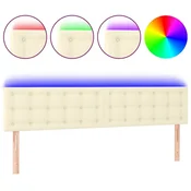 Vidaxl LED posteljno vzglavje krem 160x5x78/88 cm umetno usnje