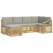Set vanjskih sofa 6 pcs Bijela i svjetlosiva Poliester
