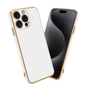 Cadorabo Ohišje, združljivo z Apple iPhone 15 PRO MAX in bleščeča bela - zlata - Zaščitni ovitek iz prožnega silikona TPU in z zaščito kamere, (20859984)
