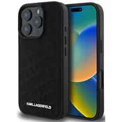 Ovitek Karl Lagerfeld PU prešit vzorec ovitek za iPhone 16 Pro Max črn (KLHCP16XPQKPMK)