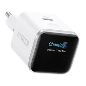 Stenski 45W polnilec Anker Nano (A121DG21) GaN, Smart Display, Care Mode - white