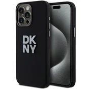 shumee Ovitek za iPhone 15 Pro Max DKNY s tekočim silikonom in kovinskim logotipom, črn