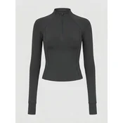 YO-GAYA Športni top Quarter Zip Long Sleeve Top antracit