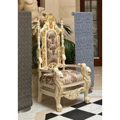PompA¶A¶s by Casa Padrino Luxury Baroque Throne Armchair Provence Silver/Cream White/Gold - designed by Harald GlA¶A¶ckler