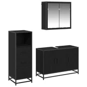 vidaXL Komplet pohištva za kopalnico 3 pcs Črni hrast 90 x 33 x 60 cm